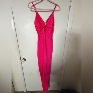 SHEIN Hot Pink Satin Maxi Dress